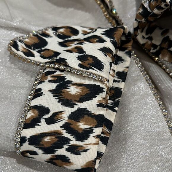 CACHE SOLINI NEW YORK Vintage Shimmer Rhinestone Leopard Cheetah Print Dress Coc - Picture 8 of 10